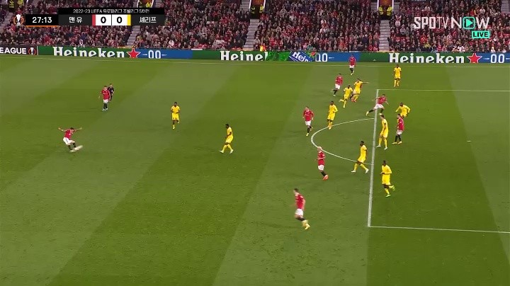 Manchester United v Sherif Ronaldo shoots, but is blocked by the keeper Shaking