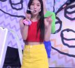 Kwon Eunbi wearing a tight top and skirt