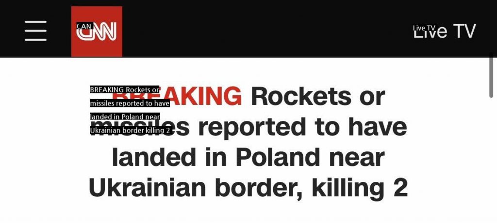 CNN says Poland's unknown projectile was shot