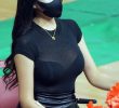 See-through black bra cheerleader Kim Seo