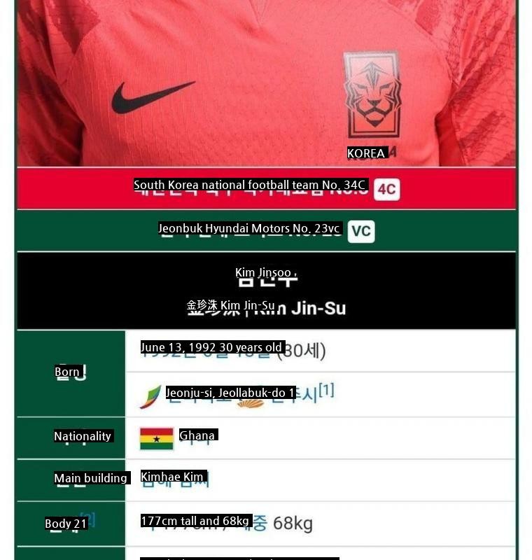 Kim Jin-soo of the national soccer team real-time tree wiki;;;