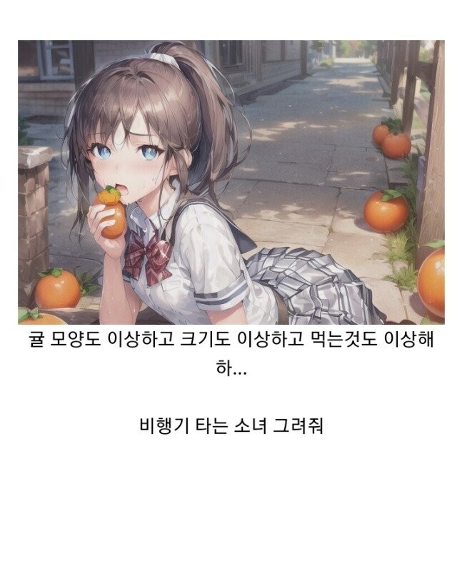 Draw a girl who eats tangerines, ai