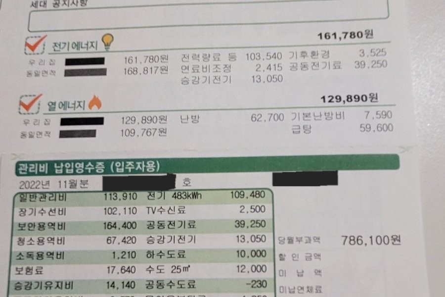780,000 won for maintenance this month