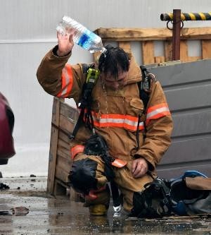 Delivery boxes arrived at a fire station