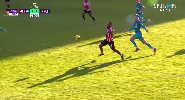 Brentford vs Tottenham diving action Mbemo yellow card Shaking