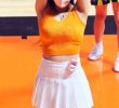 Orange sleeveless chest movement Jo Yerin cheerleader