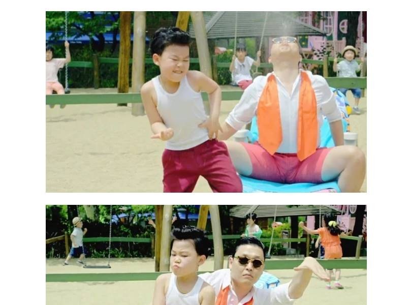 Hwang Minwoo from Little Psy appeared in Gangnam Style music video.