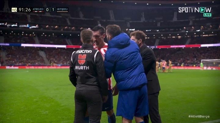 ATM v Barcelona scuffle Savich Ferran will both be sent off. shivering