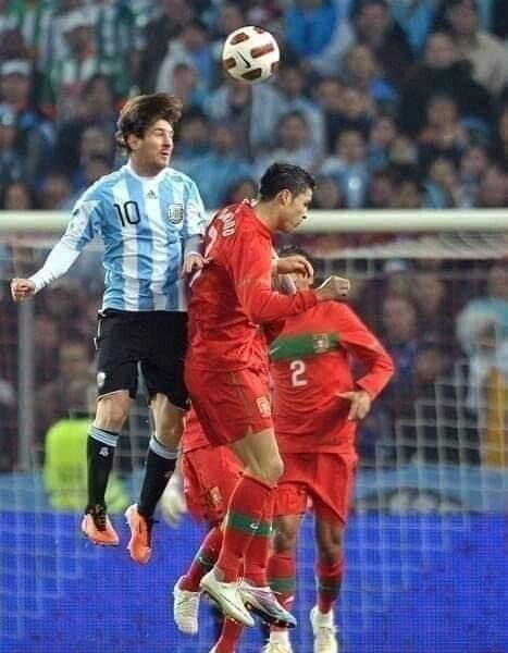 Messi and Ronaldo competed in the air ball once in history.