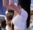 Ryu Hyun-joo Cheerleader Tight Cropped White T-shirt School Look Short Skirt