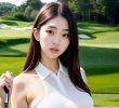 AI, please draw the ladies who play golf on the golf course.