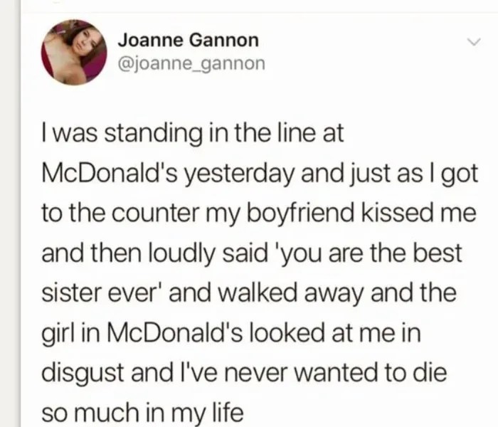 When I was standing in line at McDonald's, my boyfriend played a joke.jpg