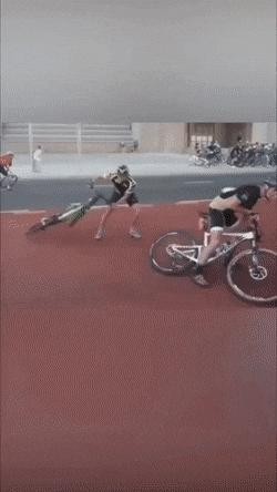 a cyclist trying to advance
