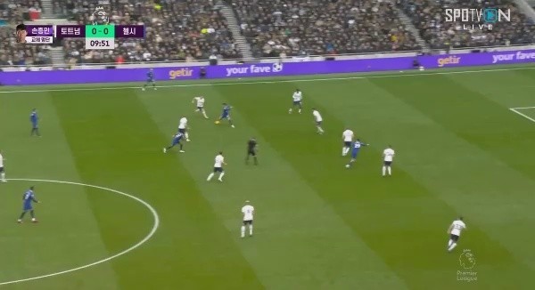Tottenham vs Chelsea Tottenham counterattack opportunity Hishali song but Shaking. Shaking.