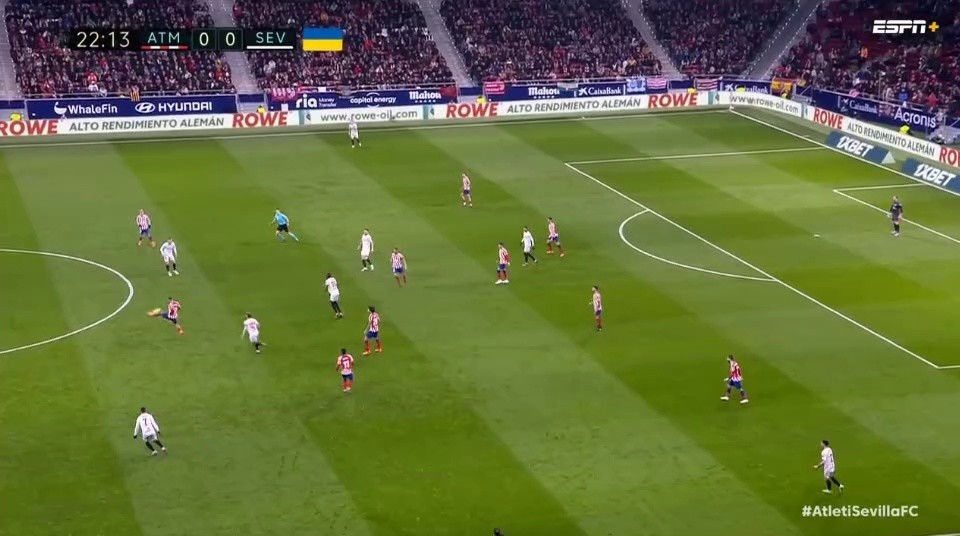 ATM vs Sevilla Defai's first goal.L, l, l, l, l, l.