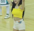 Kim Hanna Cheerleader Yellow Crop Tee Chest Movement