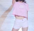 Crop pink T-shirt white shorts Ahn Ji-hyun cheerleader