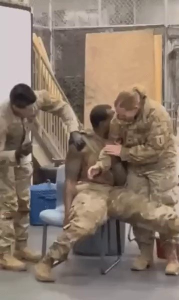 the U.S. military undergoing injections