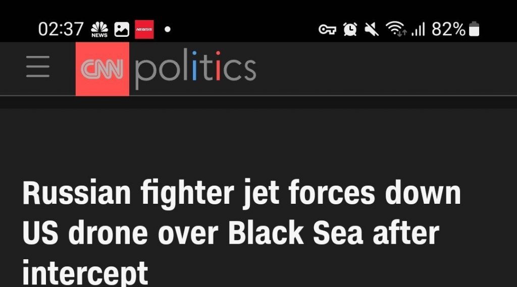 Breaking News Russian jets collide with U.S. drones over the Black Sea