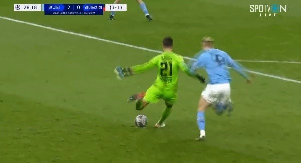 Man City vs. Leipzig, who allowed Holland's additional pressure play goal. Shaking. Shaking.