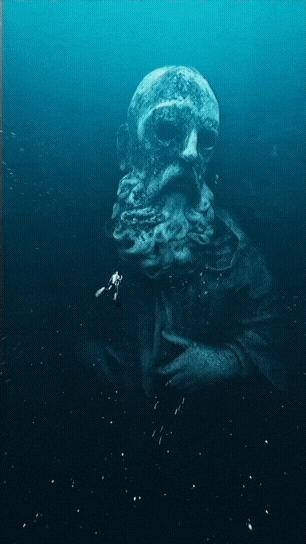 Deep-sea attention Super-large statue in the deep sea gif