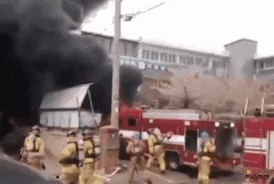a fire truck that was forced to explode because of illegal parking