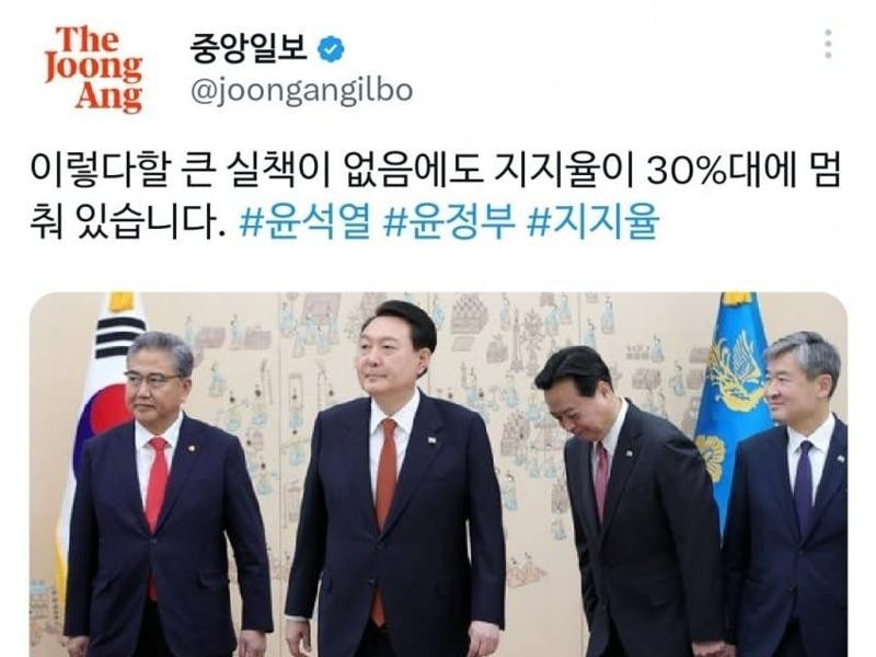 JoongAng Ilbo Twitter is weird. Why is the approval rating 30