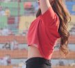 (SOUND)Red cropped T-shirt, Kim Do-ah, cheerleader