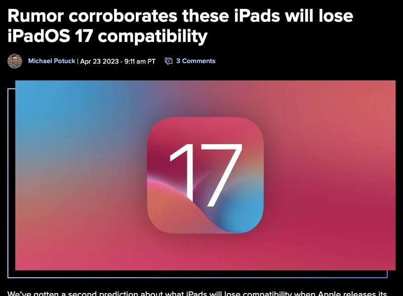 iPadOS 17 Device Compatibility and Support Discontinued Three Pads
