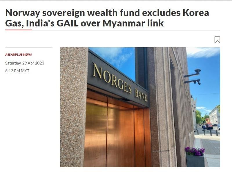 Norway's sovereign wealth fund excludes Korea Gas Corp