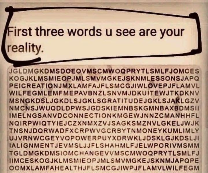 The first 3 words you see are your current status