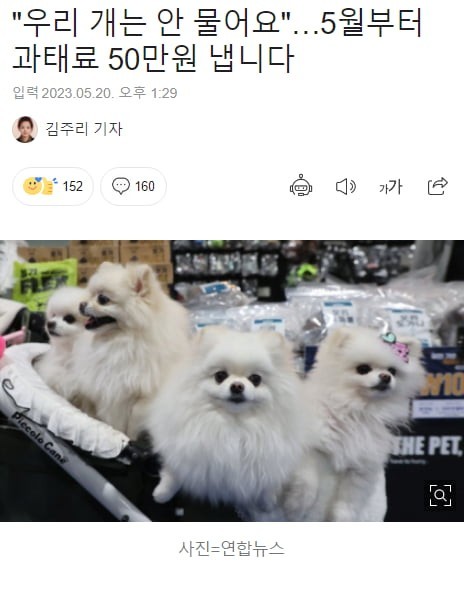 Dog owners are fined 500,000 won from May.jpg