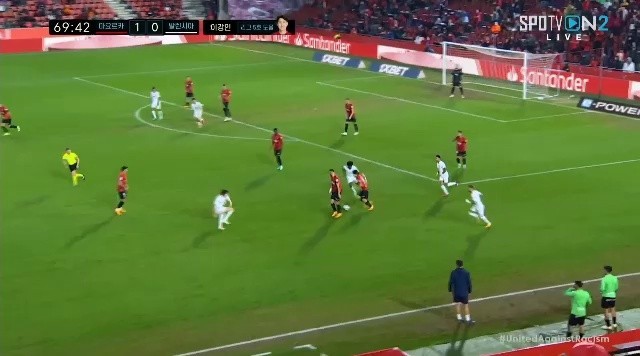 Mallorca v Valencia Lee Kang-in passes after a forward dribble, but