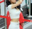 Tight White Crop T-shirt White Shorts Shin Sehee Cheerleader