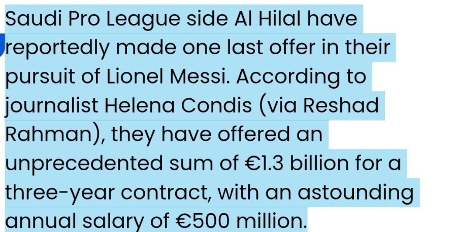 Alhilar's final offer to Messi