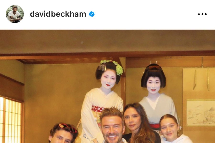 Beckham's family went on a trip to Japan