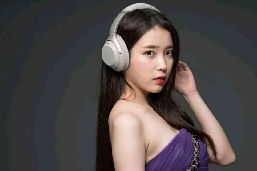 Super sexy glamour IU with headphones on