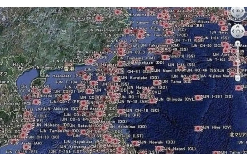 the location of warships sunk in World War II