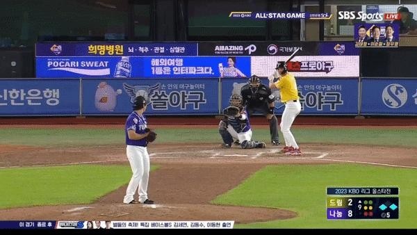 KBO All-Star Game Samsung Lions right fielder Buchanan timely hit [Laughing] [Laughing]