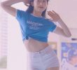 Tied up shirt, white shorts, Kim Nayeon, cheerleader
