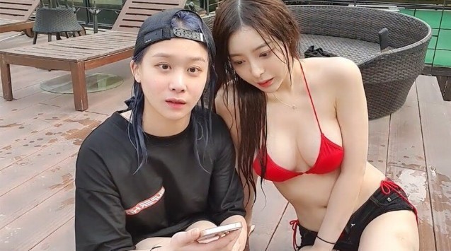 Soobin's disciplined Haeun, red string bikini