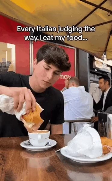 When I see a tourist eating in his own way at an Italian restaurant