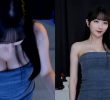 (SOUND)Woojung Woojung Woojung Gray Off-Shoulder Dress Ceiling Cam Chest Bone