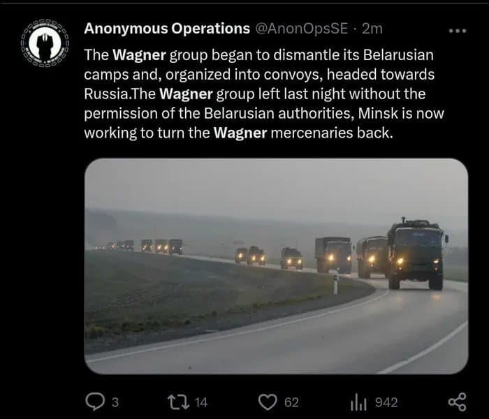 Wagner Group's update on Twitter after Prigozhin's death