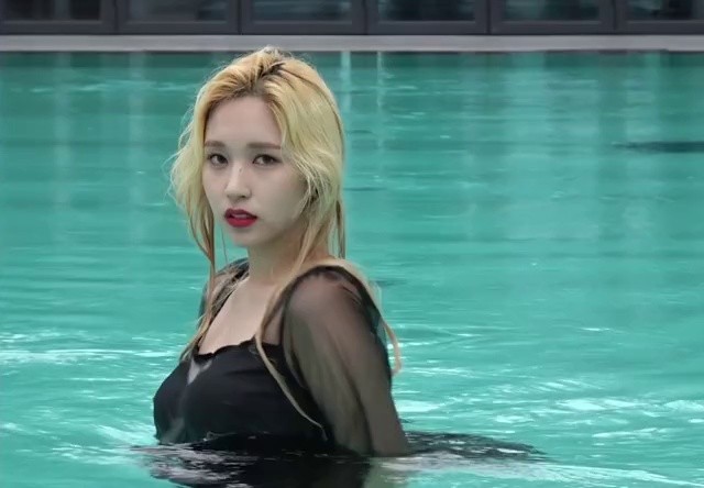 TWICE MINA doing a photoshoot in the pool