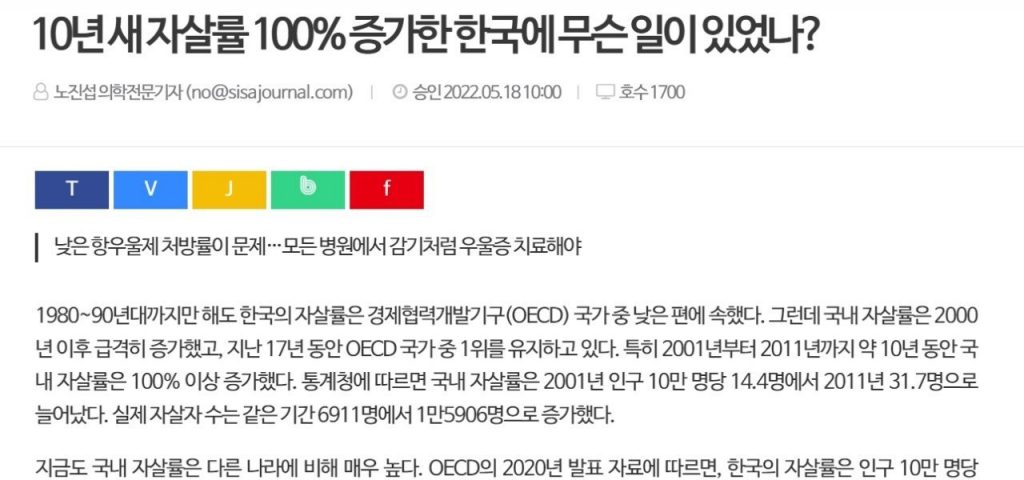 OECD's Solution to the Suicide Rate in Korea