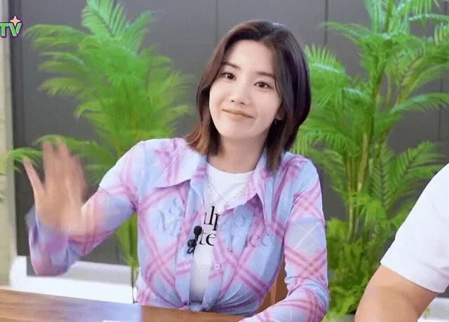 Kwon Eunbi in a checkered shirt