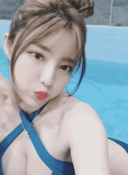 a pool halter neck bikini