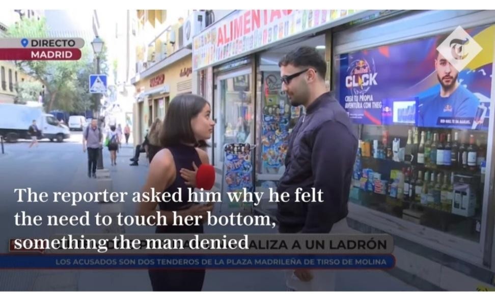 Spanish passerby molested journalist in real-time news
