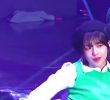 Wearing a beret uniform skirt, sitting on the floor, spinning around with my thighs, Ive, Ahn Yujin